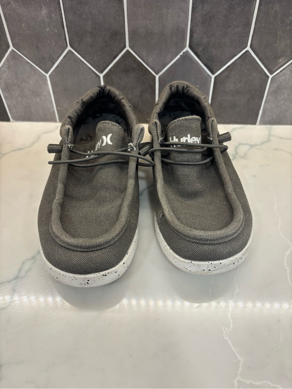 Hurley Kids Gray Canvas Slip-On Sneakers with Speckled Sole